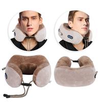 Oreiller portable en mousse à mémoire de forme en U pour la maison et la voiture, avec fonction de massage chauffant électrique par pétrissage pour les vertèbres cervicales et le cou, et contrôle de la minuterie