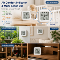 Termometer Higrometer Digital Mini, Sensor Suhu dan Kelembapan Nirkabel dengan Layar LCD untuk Rumah, Kamar, Kantor
