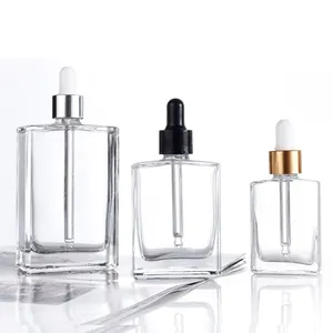 15ml 30ml 50ml 100ml 주식에 있는 정연한 모양을 가진 기름 유리병 점적기 투명한 콘테이너