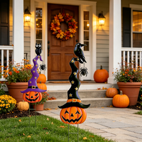 Chapeau de sorcière étoilé OEM ODM avec araignée, décorations d'Halloween effrayantes, piquet de jardin, décoration de pelouse