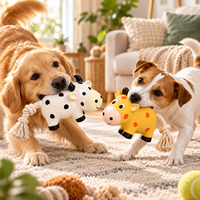 Jouet pour chien en latex naturel avec queue en corde, jouet à mâcher et à tirer qui couine pour chiens de petite et moyenne taille