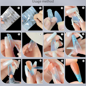Nouvelles extensions d'ongles transparentes longues de type sandwich, style stiletto carré français, avec tête de fixation rapide <span class=keywords><strong>en</strong></span> cristal pour photothérapie, modèle 2026 - Product Image 4