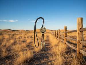 Cintura Gujin Bolo in Pelle Nera con Concho Dorato, Regolabile, Accessorio Casual per Tutte le Stagioni - Product Image 2