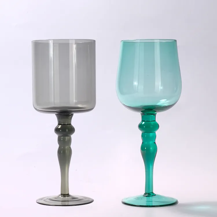 En çok satan 2023 mavi şampanya şarap bardağı Goblets bardaklar Vintage pembe Goblets Becher Goblets şarap bardağı es