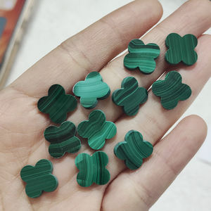Pierres de malachite naturelle en forme de trèfle à quatre feuilles, pierres de malachite pour la création de bijoux - Product Image 5