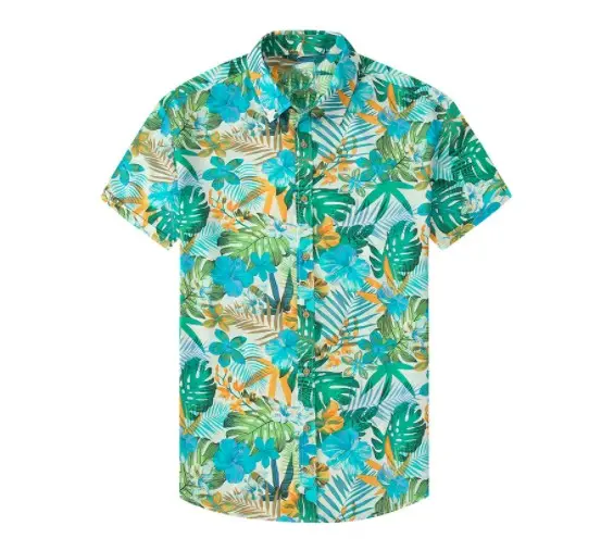 2022 hot sales Summer men's fashion floral printing casual hawaii short sleeve shirts