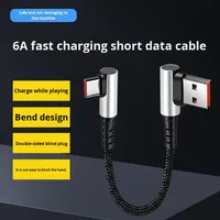 Cable de ángulo recto de 90 °, carga rápida de 1 pie, PD, 65W, para teléfono móvil, ordenador, juegos, bancos de energía, Cable de carga corto