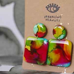 Pendientes de Resina Modernos, Ligeros, Diseño Moderno, Perfectos para Atuendos Casuales, Fiestas y Estilo Vanguardista - Product Image 1