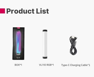 Lampe de photographie à <span class=keywords><strong>tube</strong></span> RVB Ulanzi VL110 2500K-9000K 2600mAh, lumière d'appoint de studio portable rechargeable pour <span class=keywords><strong>YouTube</strong></span> - Product Image 3