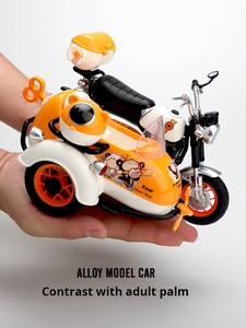 Motocyclette en métal moulé sous pression 1:8 avec side-car, coussin de siège ouvrable, lumières, sons et guidon articulé – Jouet cadeau - Product Image 3