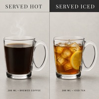 Mug Kopi Kaca Bening 286ml, Badan Polos, Gagang Bulat, 9.7oz 275g 82mm, Perlengkapan Kopi Kafe, Alas Kokoh, Pasokan Grosir