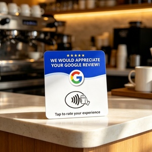 Cartão de Avaliação do Google à Prova d'Água em PVC com Chip NFC 13.56MHz RFID N213 N216 N215, URL <span class=keywords><strong>Program</strong></span>ável, Placa de Toque e Suporte para Redes Sociais - Product Image 1