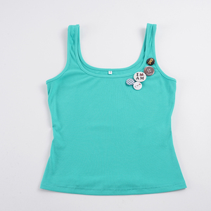 Camisola de Punto Acanalado Verde, Estilo Dulce y Femenino, Transpirable, de Viscosa/Poliéster, para Mujer, Ropa Casual de Verano - Product Image 2