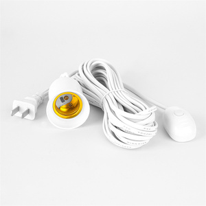 Enchufe plano europeo 2 pines AC 250V <span class=keywords><strong>E27</strong></span> Cable de enchufe de lámpara para iluminación Cable de extensión DIY para interruptor de botón de encendido y apagado de luz de techo - Product Image 3