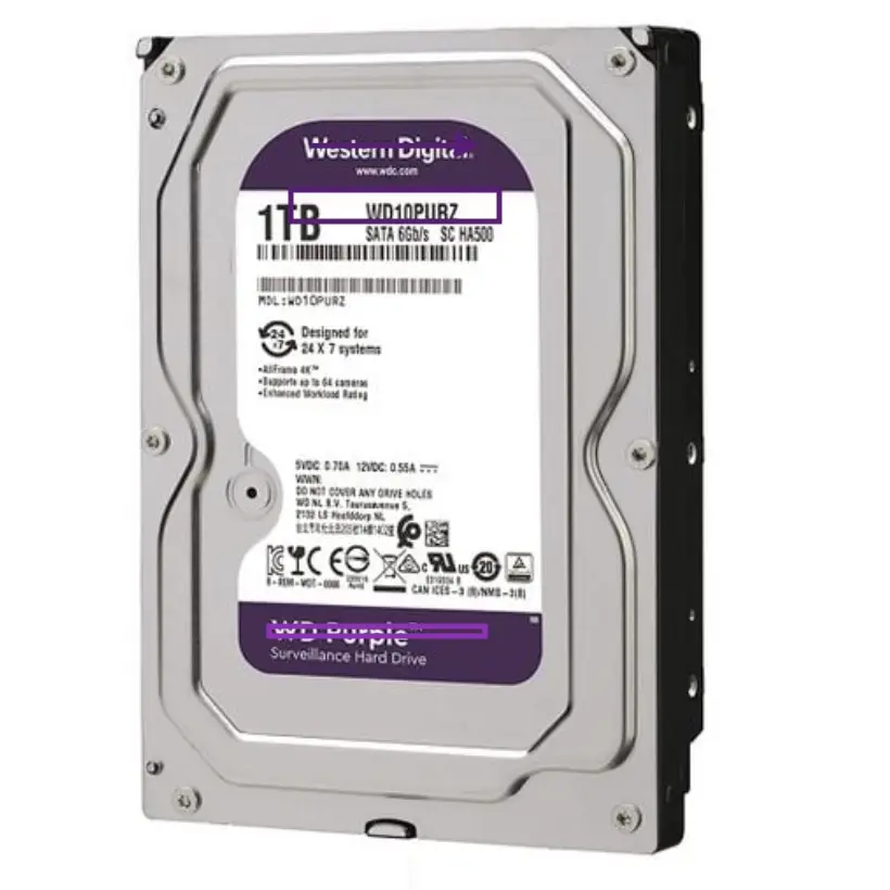 Unidad de disco duro de vigilancia púrpura de 2TB 5400 RPM Clase SATA 6 Gb/s HDD de 3,5 pulgadas WD20PURZ