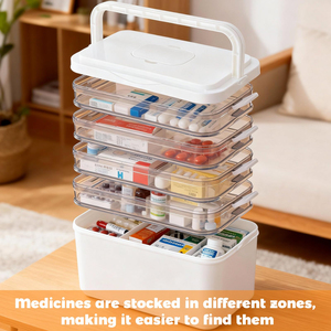 Boîte de rangement pour médicaments épaissie, organiseur de pilules portable avec tiroirs et compartiments pour la maison et les voyages - Product Image 5