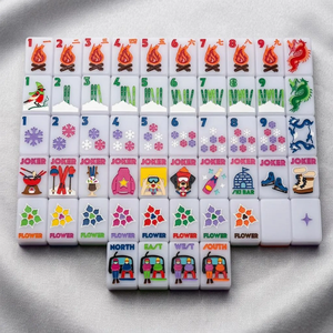 Ensemble de Mahjong Américain de Luxe Rose, 160 Tuiles, Design Sports d'Hiver, Flocons de Neige, Remontées de Ski, Vent, Mahjong Complet - Product Image 6
