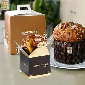 Tùy chỉnh in cấp thực phẩm bánh rán bánh hộp giấy Deluxe bánh sinh nhật hộp các tông Ý cổ điển panettone hộp với xử lý