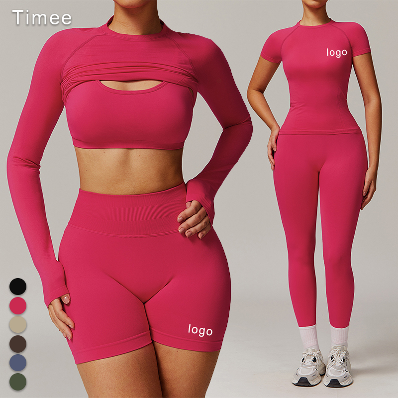 Seamless Thread Tight Yoga Wear Three-piece Casual Quick-drying Fitness Wear Running Suit