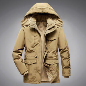 Chaqueta <span class=keywords><strong>de</strong></span> invierno para hombre con capucha desmontable, forro polar grueso, ropa <span class=keywords><strong>de</strong></span> trabajo, cálida, <span class=keywords><strong>de</strong></span> algodón, para exteriores, talla grande, para hombres corpulentos. - Product Image 4