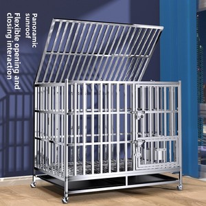Stainless Steel Dog Crate-Large/Medium-Sized Compact Folding Rectangular Design Toilet Tray for Golden Retrievers Border <strong>Collies</strong> - Product Image 4