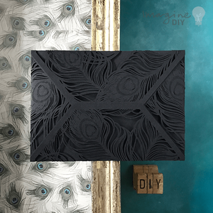Nouvelles invitations de mariage bleu marine découpées au laser avec plumes de paon – Cartes élégantes et abordables en papier, style européen, 1 couleur - Product Image 5