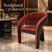 Chaise de salle à manger en cuir bordeaux de qualité supérieure, coque en fibre de carbone, fauteuil incurvé pour hôtel, restaurant, fourniture en gros, mobilier haut de gamme