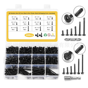 410 Stainless Steel #8 Truss Head Hex Washer Self Tapping <b>Screw</b> Assortment 420pcs Imperial Inch Metal Fastener <b>Set</b> - Product Image 1