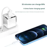 Adaptador de Carga Rápida QC3.0 de 20W, Puerto Dual A+C, Mini Cargador de Pared Transparente de Cristal Tipo-C para Laptop, Teléfono Móvil y Auriculares, Enchufe Estadounidense