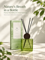 Diffuseur de parfum liquide premium 200 ml avec 5 bâtonnets en fibre, parfum d'ambiance de luxe longue durée, bouteille en verre écologique pour salle de bain et chambre