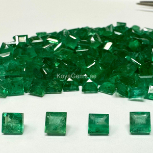 Pierre d'émeraudes carrée en vrac pierre d'émeraude certifiée calibrée naturelle fabrication de bijoux en gros pierre d'émeraudes carrée - Product Image 4