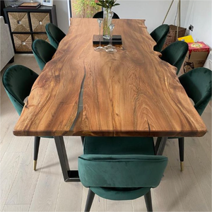 Muebles <span class=keywords><strong>de</strong></span> <span class=keywords><strong>Cocina</strong></span> <span class=keywords><strong>de</strong></span> <span class=keywords><strong>Alta</strong></span> Calidad, <span class=keywords><strong>Mesa</strong></span> <span class=keywords><strong>de</strong></span> Comedor <span class=keywords><strong>de</strong></span> Madera <span class=keywords><strong>de</strong></span> Nogal con Borde Natural para Restaurante - Product Image 3