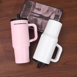 Car Handle Travel Tumbler 24oz 720ml Double Wall Vacuum <b>Mug</b> <b>Lid</b> Straw Anti-Slip for Road Commute - Product Image 6