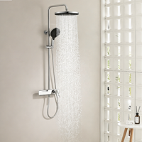 Système de douche thermostatique de luxe en laiton chromé 59A avec jets pluie et puissants, et cartouche céramique Wanshai, idéal pour les projets hôteliers et commerciaux