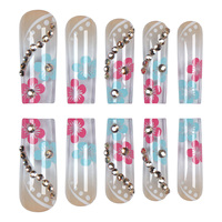 Vente en Gros 24 Pièces Faux Ongles Autocollants ABS de Haute Qualité Style Français Nouveau Design Tendance pour les Doigts