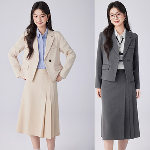 Women's Suit <b>Set</b> Midi Skirt <b>Office</b> Lady Style Anti-Wrinkle Polyester Viscose Spandex Work Commuting - Product Image 1