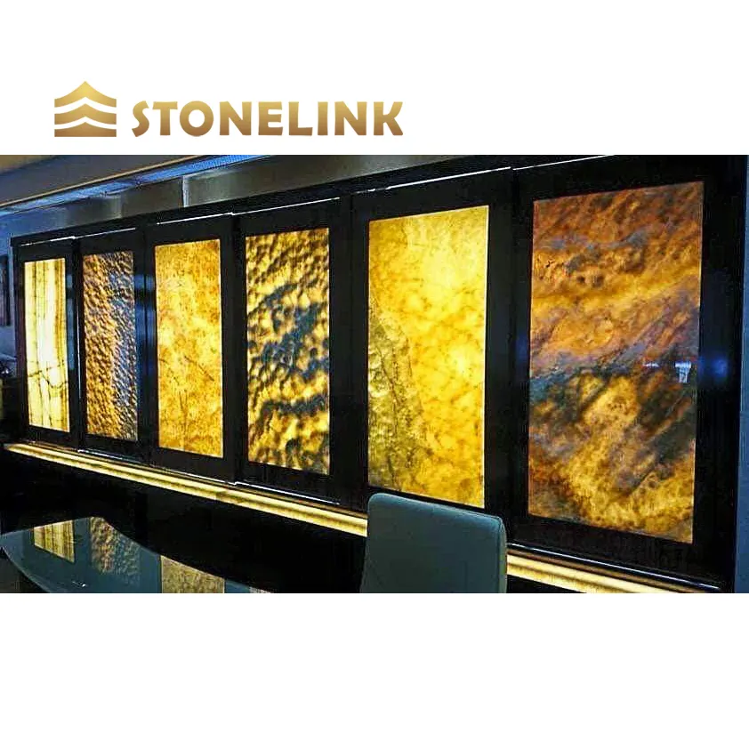 Translucent stone backlit onyx for interior wall panel sheets decoration faux alabaster