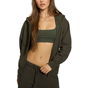 เสื้อฮู้ดดี้สตรีทแวร์ผู้หญิง แขนยาว สีพื้น แต่งโลโก้ได้ตามต้องการ แฟชั่นใหม่สำหรับฤดูหนาว ซิปหน้า ผ้าฝ้าย 100% - Product Image 1