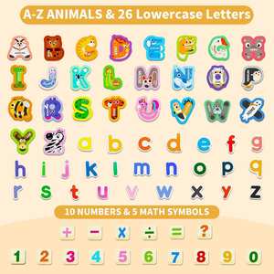 Aimants de réfrigérateur en papier Art Déco pour tout-petits, 26 lettres, adorables animaux, alphabet minuscule, chiffres 0-9, symboles mathématiques, imperméables - Product Image 2