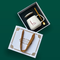 Cadeau d'anniversaire cadeau de fête des mères tasse en céramique avec couvercle cuillère peut imprimer LOGO bureau promotionnel