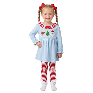 Set di Abbigliamento Casual in Maglia per Ragazze Puresun, Outfit <span class=keywords><strong>Natalizi</strong></span> Personalizzati Genitore-Figlio, Stampa e Ricamo Babbo Natale per Bambini - Product Image 2