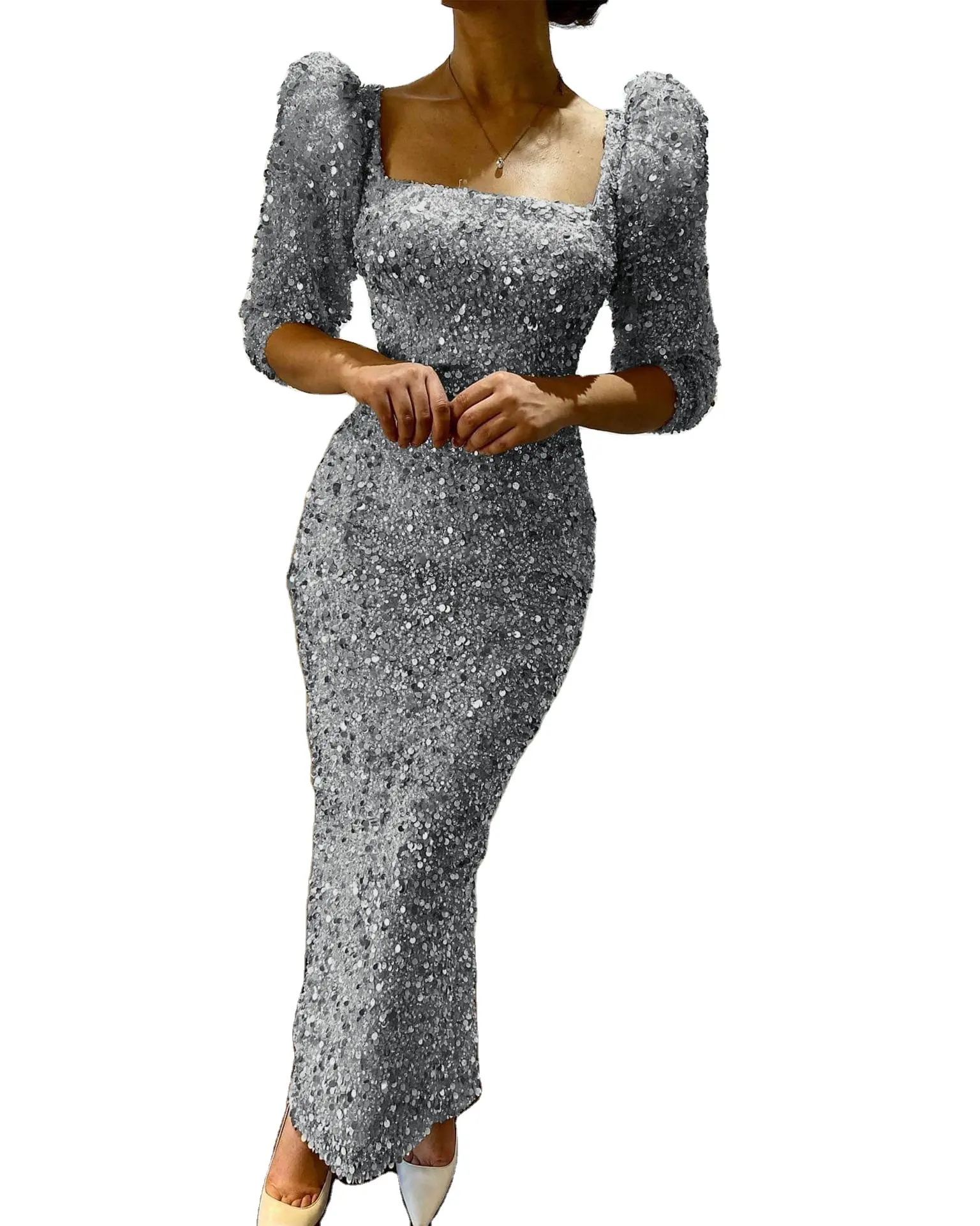 2022 अमेज़न Ebay शीर्ष बेच महिलाओं लंबे कपड़े नई डिजाइनर एक-लाइन मध्य-आस्तीन पेंसिल स्कर्ट पार्टी पोशाक शाम पोशाक