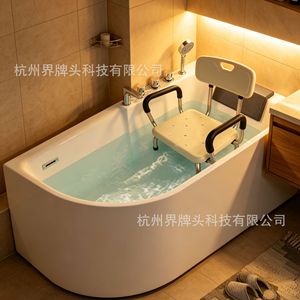 Chaise de douche Jipetal en alliage d'aluminium 52x42x84cm, banc de salle de bain léger, adapté aux personnes âgées, avec dossier - Product Image 4