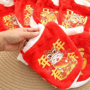 Pet Red Hoodie For <b>Cats</b> And Dogs Chinese New Year Outfit Warm Winter <b>Clothes</b> With Print Design Cute Style ZYKBX08 - Product Image 4