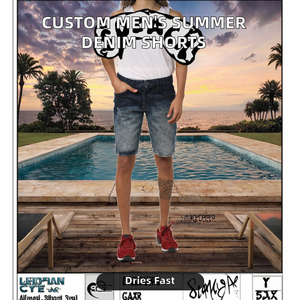 กางเกงยีนส์ขาสั้นผู้ชายแฟชั่นฤดูร้อนแบบใหม่สั่งทำพิเศษ เอวกลาง ผ้าทอ 100% คอตตอน แห้งเร็ว เป็นมิตรกับสิ่งแวดล้อม - Product Image 2