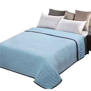 100% Polyester & Cotton Bedspread Quilt Sets 140*200cm Pure Color Solid Printed Patchwork Summer Cool Washed Home Use"