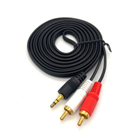 Headphone Splitter 2 in 1 kabel adaptor Audio 3.5mm 2 kabel RCA AV Audio 3.5mm Stereo Jack ke kabel RCA 3.5mm untuk Speaker