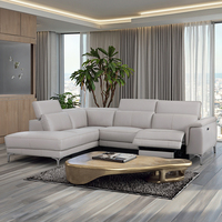 Meubles de salon pour maison moderne Cuir synthétique blanc Pieds en métal Forme en L Ensemble de canapés sectionnels inclinables