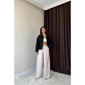Chaqueta Negra Minimalista Tejida de Manga Larga para Mujer, Abrigo de Invierno - Product Image 5
