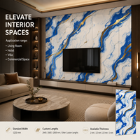 Panneau PVC MORLENX Bleu Blanc Abstrait Effet Marbre UV Haute Brillance Étanche pour Murs d'Accueil